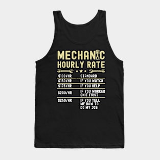 Mechanic Hourly Rate Labor Rates Funny Vintage Graphic Tank Top